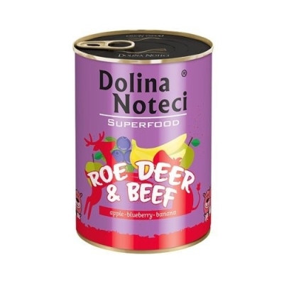 Karma mokra dla psa Dolina Noteci SUPERFOOD Sarna i wołowina puszka 400g, 800g