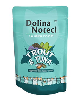 Karma mokra dla kota Dolina Noteci Superfood Pstrąg Tuńczyk 85g