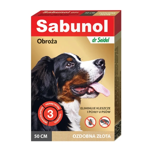 Sabunol ozdobna złota obroża przeciw pchłom i kleszczom d