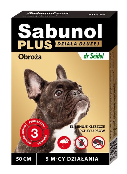 Sabunol Plus - Obroża przeciw pchłom i kleszczom dla psa 50cm 5mies