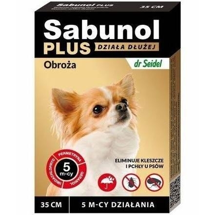 DermaPharm Sabunol Plus - Obroża przeciw pchłom i kleszczom dla psa 35cm 5mies