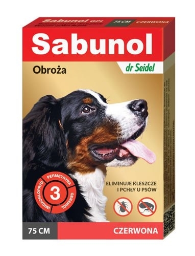 Sabunol GPI Obroża Czerwona dla Psa Przeciw Pchłom i Kleszczom 75 cm 3mies