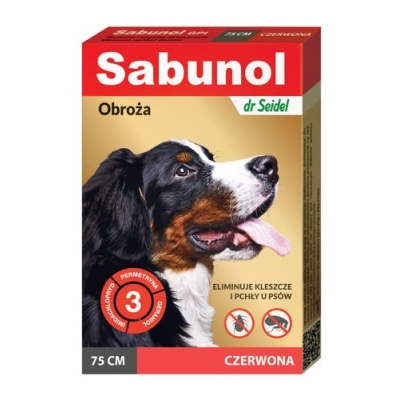 Sabunol GPI Obroża Czerwona dla Psa Przeciw Pchłom i Kleszczom 75 cm 3mies