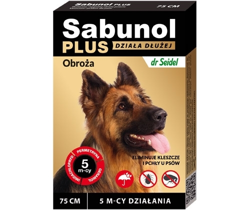 DermaPharm Sabunol Plus - Obroża przeciw pchłom i kleszczom dla psa 75cm 5mies