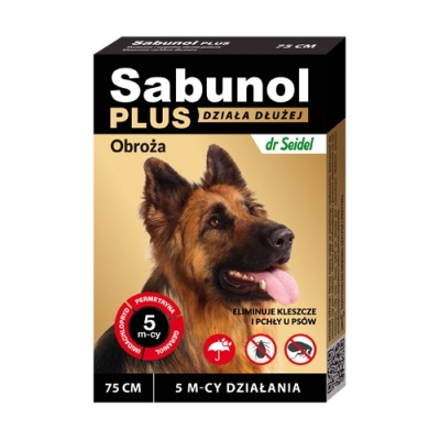 DermaPharm Sabunol Plus - Obroża przeciw pchłom i kleszczom dla psa 75cm 5mies