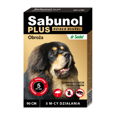 DermaPharm Sabunol Plus - Obroża przeciw pchłom i kleszczom dla psa 90cm 5mies