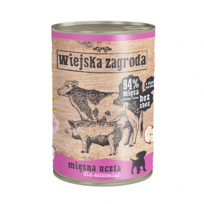 Karma mokra dla psa  Wiejska Zagroda Mięsna uczta dla szczeniaków 24x200g