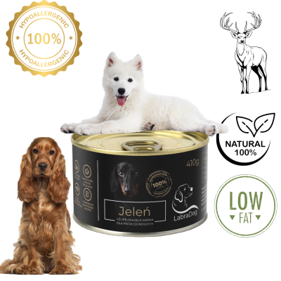Karma mokra Monobiałkowa dla psa LabraDog Superfood Premium 100% Jeleń 410g