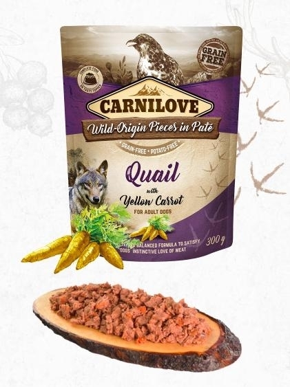 Karma mokra dla psa   Carnilove Dog Pouch Quail&Yellow Carrot 5x300G