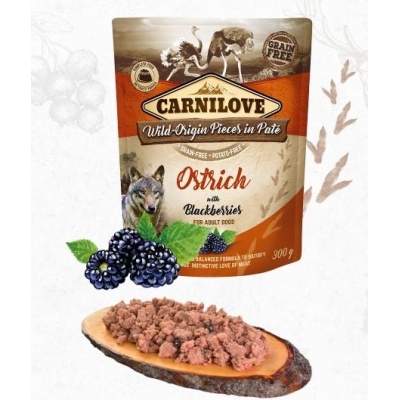 Karma mokra dla psa   Carnilove Dog Pouch  OSTRICH/blackberries Struś z jeżynami 5x300G