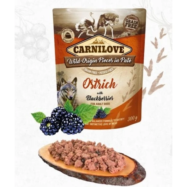 Karma mokra dla psa   Carnilove Dog Pouch  OSTRICH/blackberr