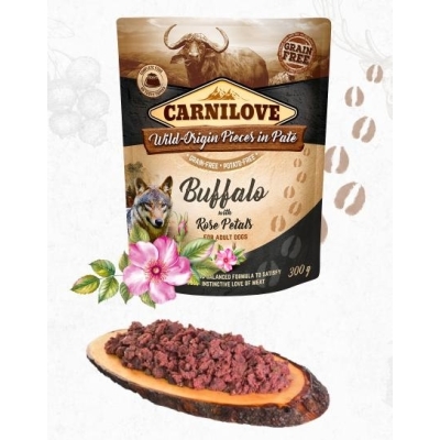 Karma mokra dla psa   Carnilove Dog Pouch BUFFALO/rose petals Bawół z płatkami róży 5x300G