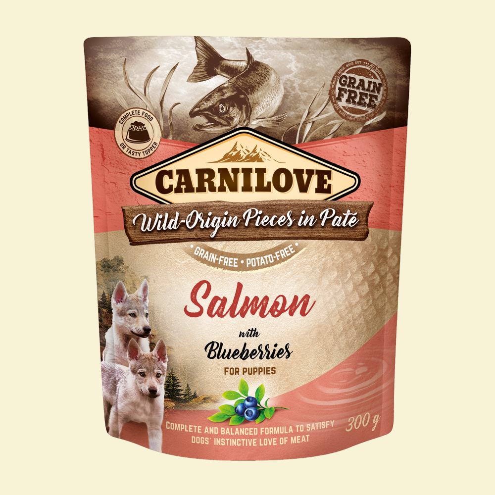 Karma mokra dla psa Carnilove Dog Pouch PUPPY salmon/blueberries Łosoś 5x300g