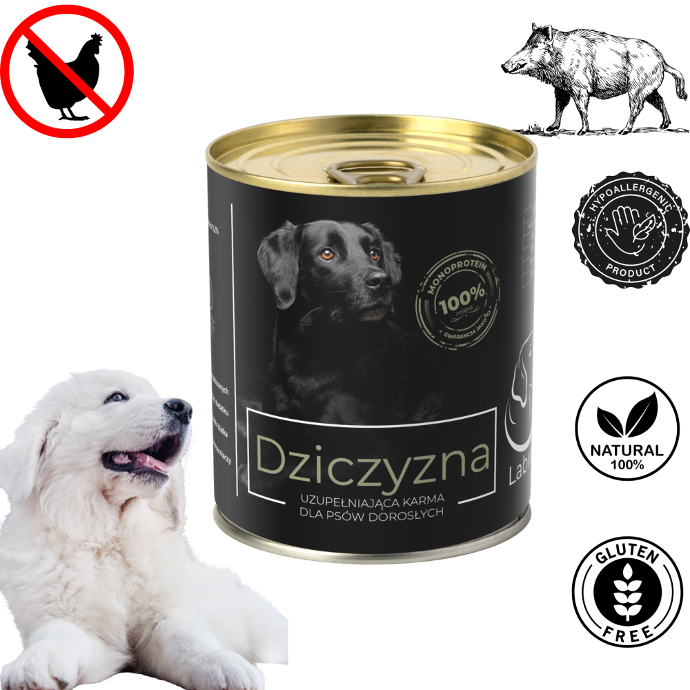 Karma mokra Monobiałkowa dla psa LabraDog Superfood Premium 100% Dziczyzna  6x850g