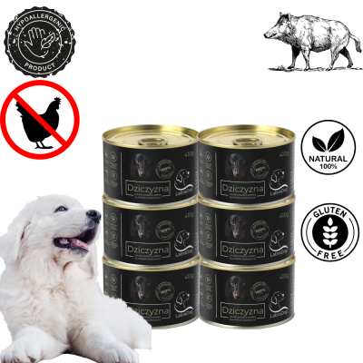 Karma mokra Monobiałkowa dla psa LabraDog Superfood Premium 100% Dziczyzna  6x410g