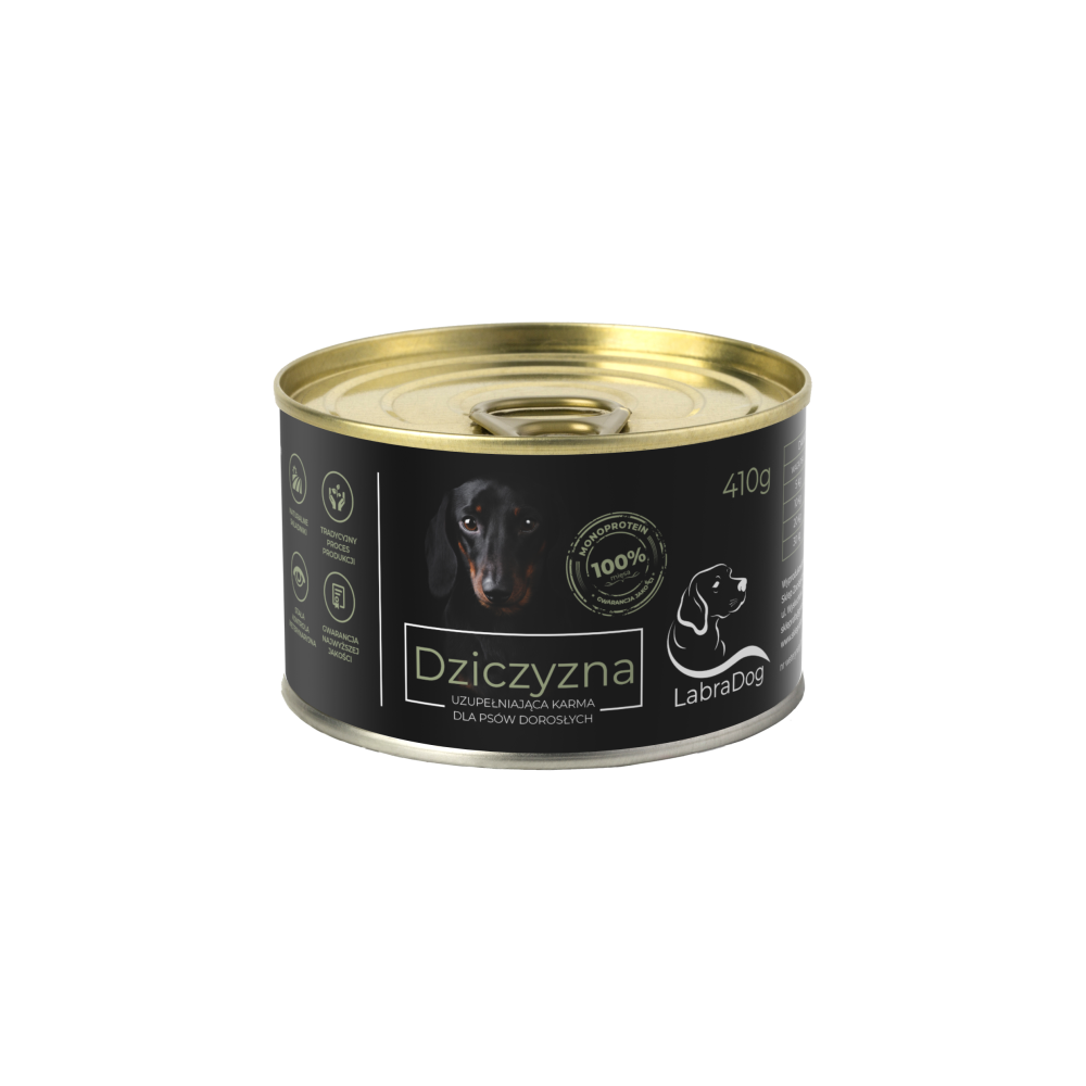 Karma mokra Monobiałkowa dla psa LabraDog Superfood Premium 100% Dziczyzna  6x410g