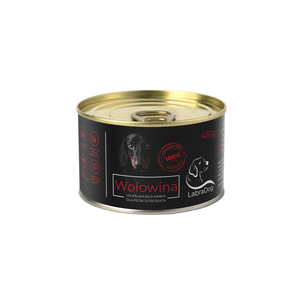 Karma mokra Monobiałkowa dla psa LabraDog Superfood Premium 100% Wołowina  6x410g