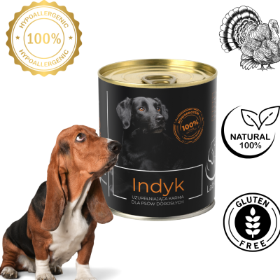 Karma mokra Monobiałkowa dla psa LabraDog Superfood Premium 100% Indyk  6x850g