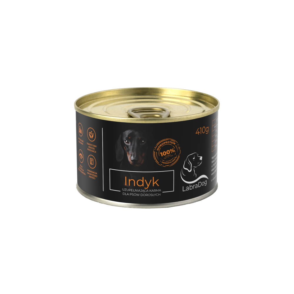 Karma mokra Monobiałkowa dla psa LabraDog Superfood Premium 100% Indyk 6x410g