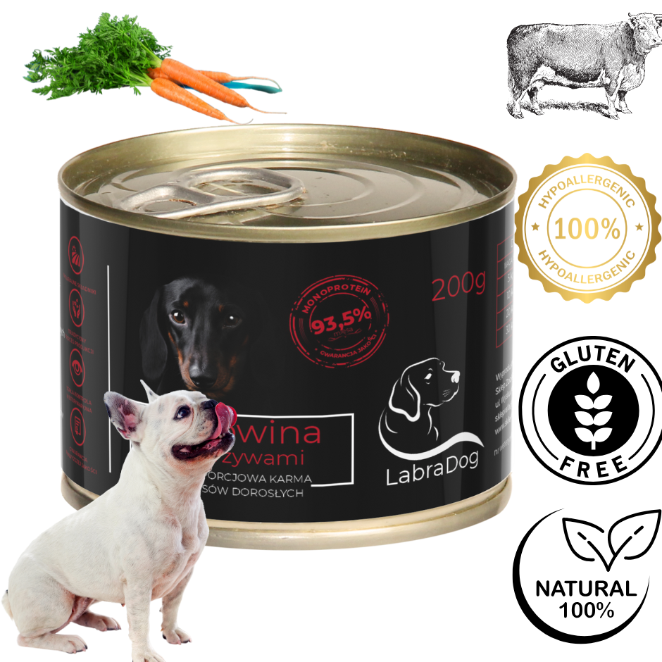 Karma mokra dla psa LabraDog Superfood Premium Monobiałkowa Wołowina z warzywami  200g