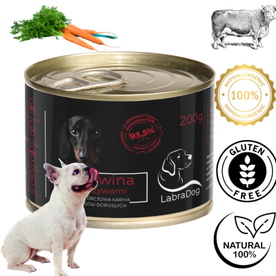 Karma mokra dla psa LabraDog Superfood Premium Monobiałkowa Wołowina z warzywami  200g