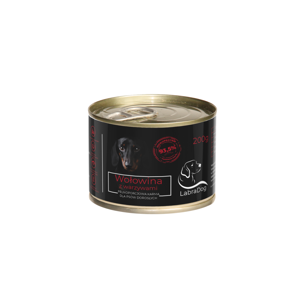 Karma mokra dla psa LabraDog Superfood Premium Monobiałkowa Wołowina z warzywami  200g