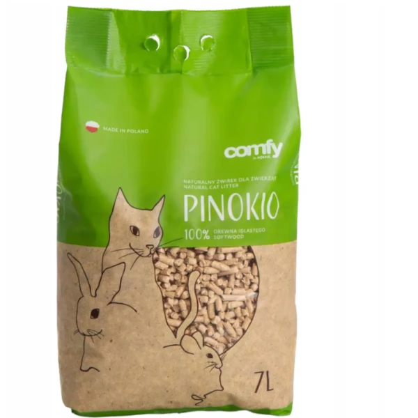Żwirek dla kota i gryzoni Pinokio drewniany 7l