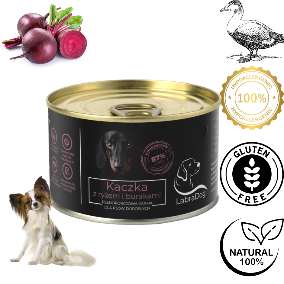 Karma mokra dla psa LabraDog Superfood Premium Kaczka z buraczkami i ryżem 200g