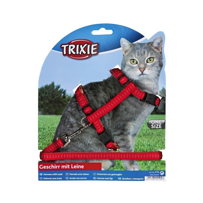 Trixie szelki ze smyczą dla kota Pikowany wzór 27-44cm szerokość tasmy 10mm