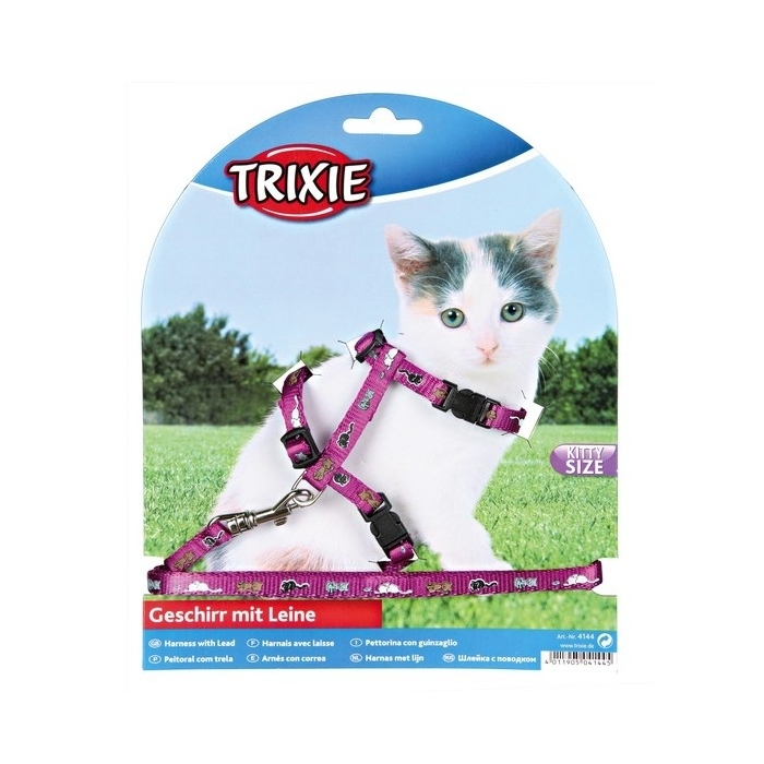 Trixie szelki ze smyczą dla małego kota wzór 21-34cm szerokość tasmy 8mm