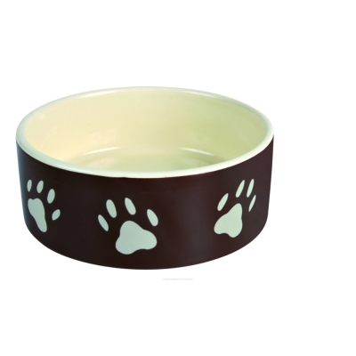 Trixie miska ceramiczna brązowa w beżowe łapki  dla psa 0,3L/12cm