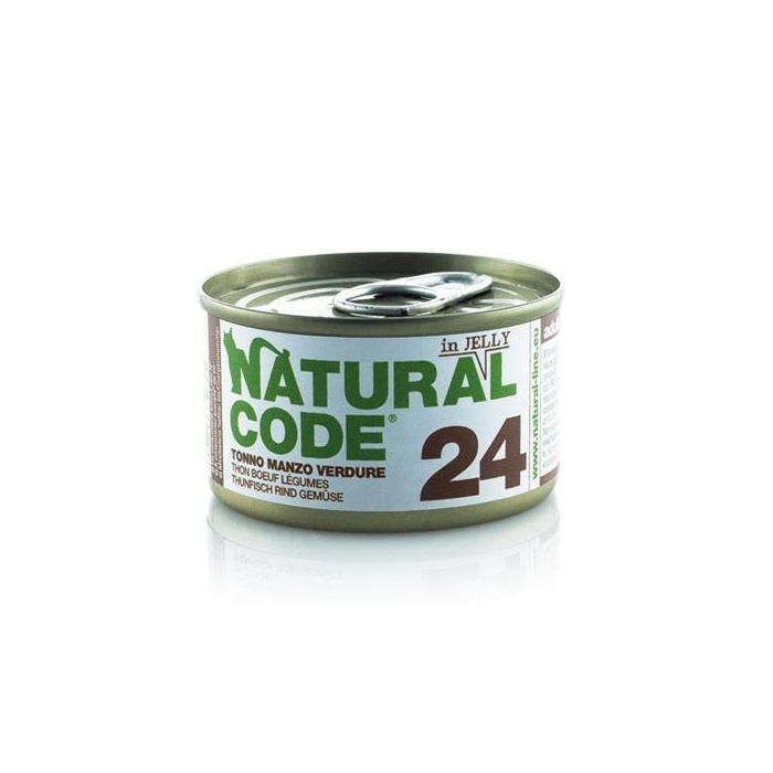 Karma mokra dla kota Natural Code 85g N24 tuńczyk/wołowina/warzywa gal.