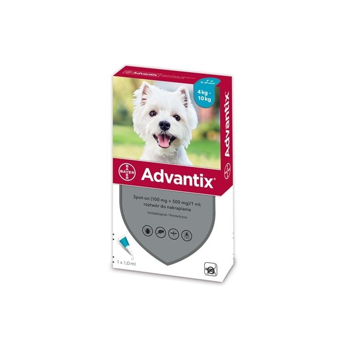 Advantix - przeciw kleszczom i pchłom dla psów od 4kg do 10kg  (1 pipeta x 1ml)