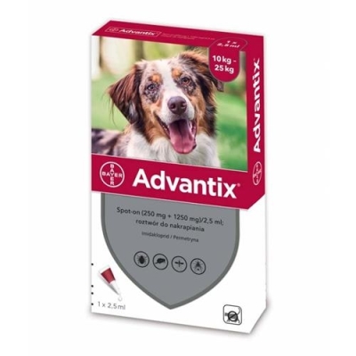 Advantix - przeciw kleszczom i pchłom dla psów od 10kg do 25kg  (4 pipeta x 4ml)