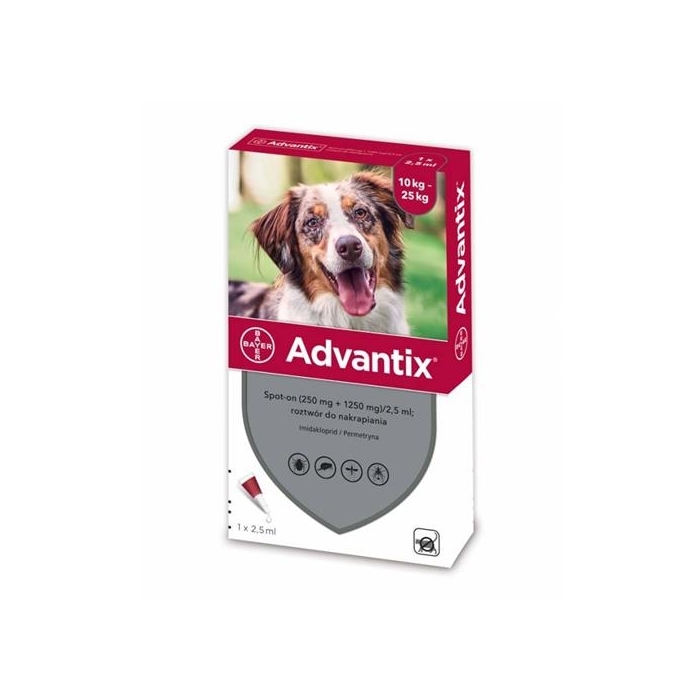 Advantix - przeciw kleszczom i pchłom dla psów od 10kg do 25kg  (1 pipeta x 4ml)