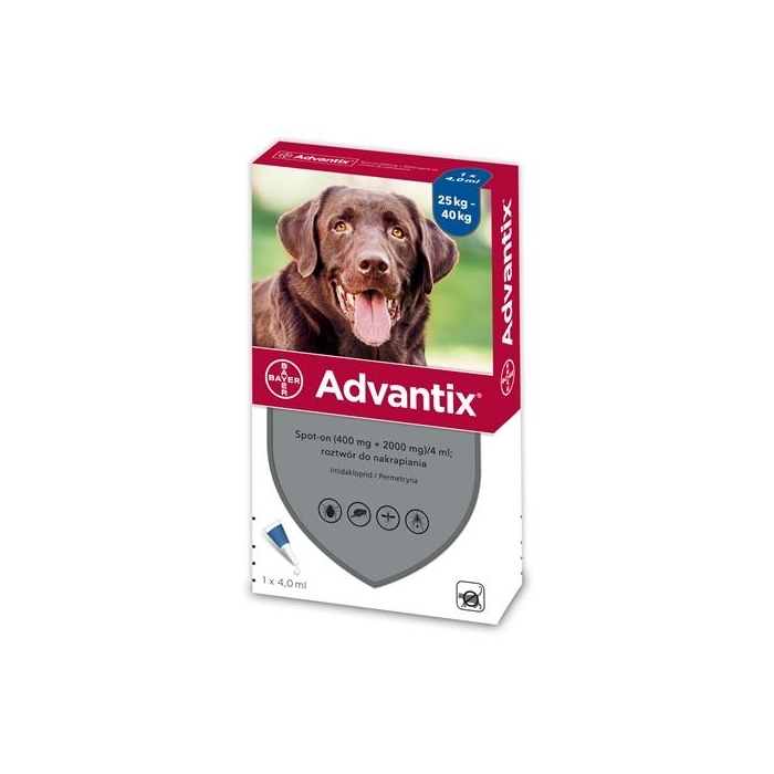 Advantix - przeciw kleszczom i pchłom dla psów od 25kg do 45kg  (1 pipeta x 4ml)