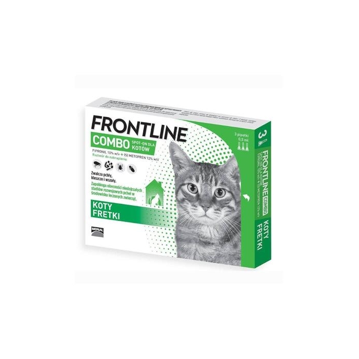 Frontline COMBO na kleszcze i pchły krople dla kota 0.5ml (3 pipety)