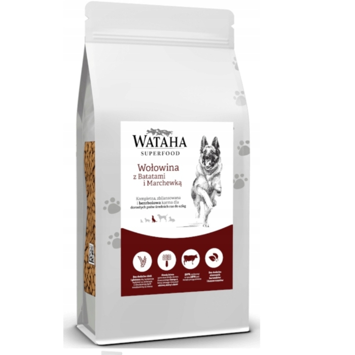 Karma sucha dla psa dorosłego rasy średniej UGF  Wataha Superfood wołowina Angus z batatami i marchewką 12kg