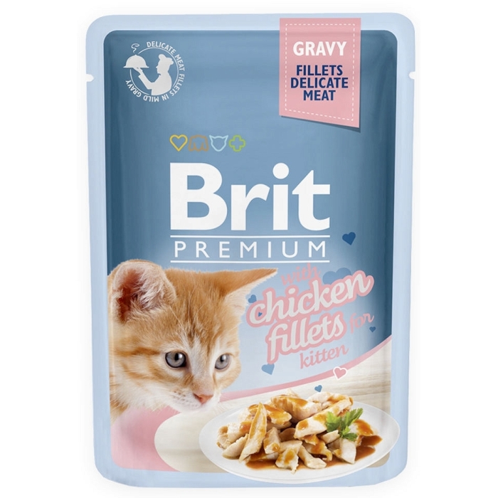 Karma mokra dla kota Brit Care Cat Pouch Gravy Fillets Kitten Chicken Fillets saszetka 85g