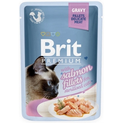 Karma mokra dla kota Brit Care Cat Pouch Gravy Sterilised Fillets Salmon saszetka 85g