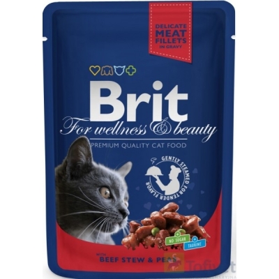 Karma mokra dla kota Brit Care Cat Prem. Beef Stew & Peas Wołowina Groszek saszetka 100g