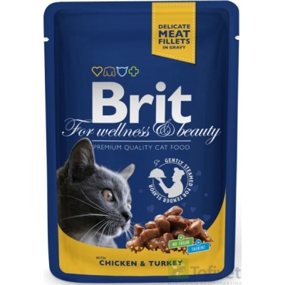 Karma mokra dla kota Brit Care Cat Prem. Chicken & Turkey saszetka 100g