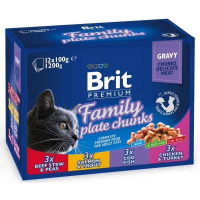 Karma mokra dla kota Brit Care Cat Prem. Family Plate saszetka 12x100g