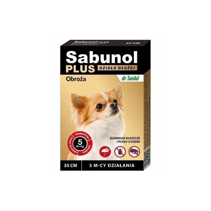 DermaPharm Sabunol Plus - Obroża przeciw pchłom i kleszczom dla psa 35cm