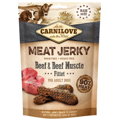 Przysmak dla psów Carnilove Jerky Snack Beef & Beef Muscle Fillet