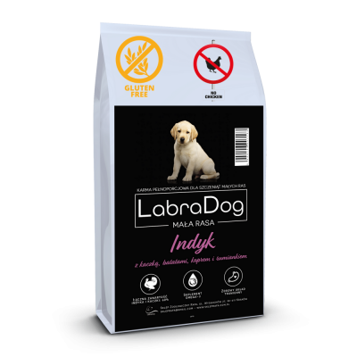 Karma sucha dla psa szczeniaka  LabraDog Superfood Puppy GPT Indyk z Kaczką batatami i Koprem mała rasa 2kg