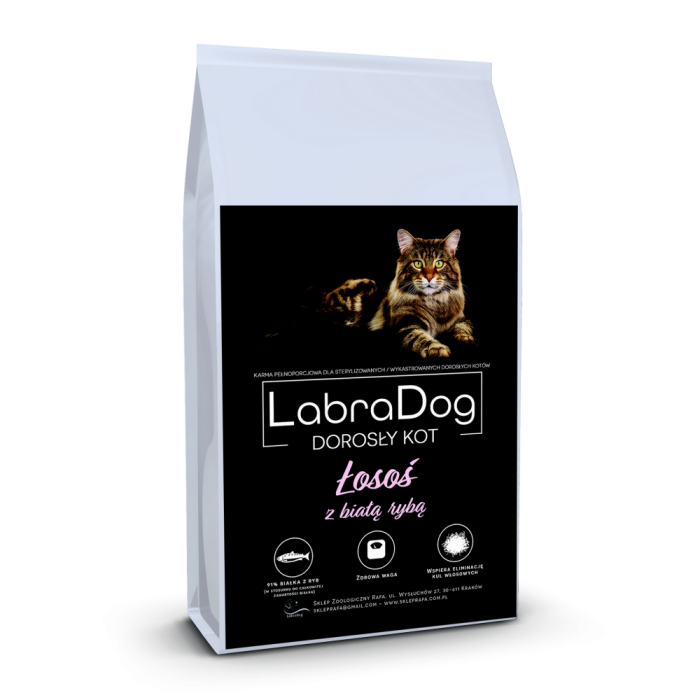 Karma sucha dla kota dorosłego po sterylizacji LabraDog for Cat Connoisseur Łosoś z białą rybą 5kg