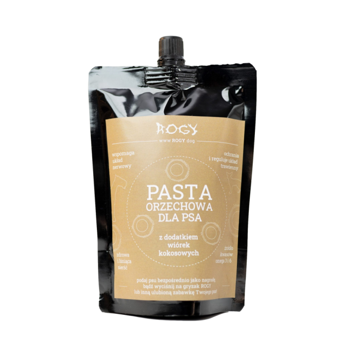 Rogy Naturalna pasta orzechowa z dodatkiem wiórek kokosowych 300g