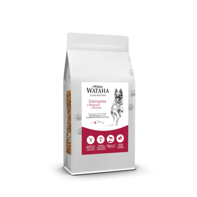 Karma sucha dla psa dorosłego rasy średniej VGF Wataha Superfood dziczyzna z batatami i morwą  12kg