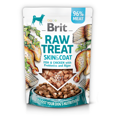 Przysmak dla psów BRIT CARE Dog Raw Treat Skin & Coat Fish & Chicken with Probiotics and Algae 40g